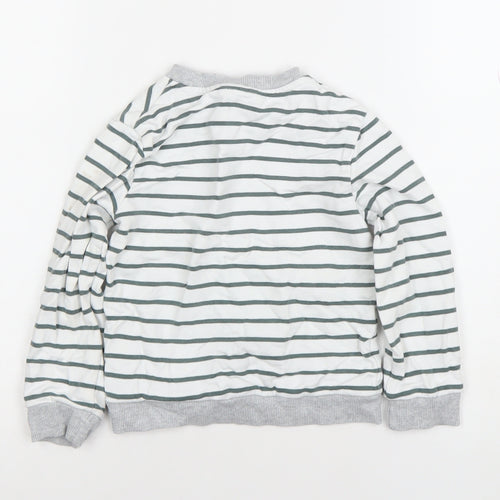 The White Company Boys White Striped Cotton Sweatshirt 4-5 Years