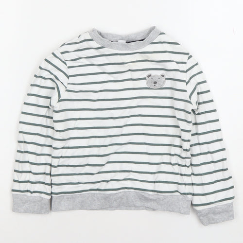 The White Company Boys White Striped Cotton Sweatshirt 4-5 Years