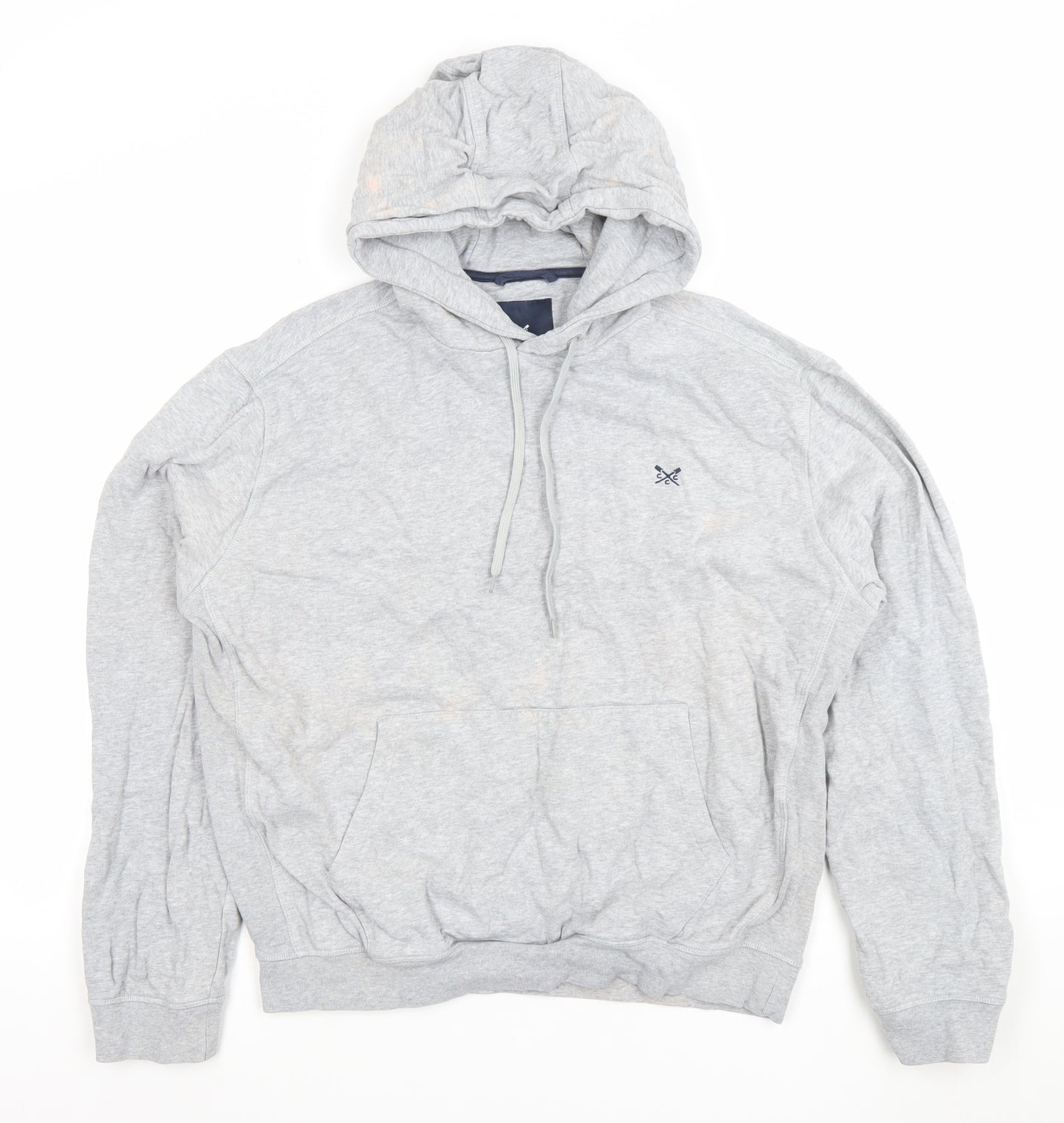 Crew Clothing Company Mens Grey Hoodie L Pullover Cotton Logo