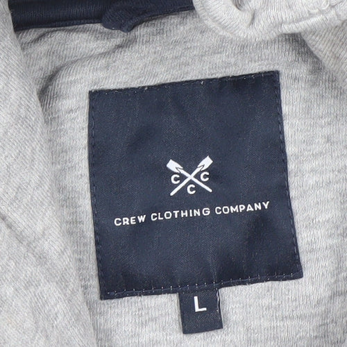 Crew Clothing Company Mens Grey Hoodie L Pullover Cotton Logo