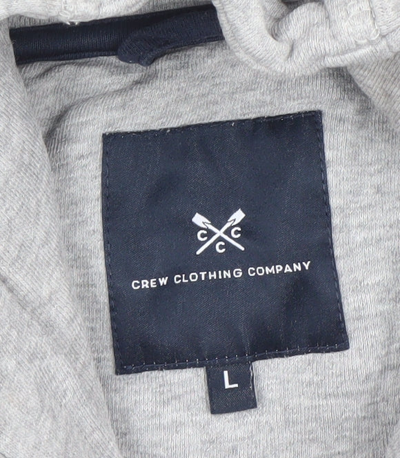 Crew Clothing Company Mens Grey Hoodie L Pullover Cotton Logo