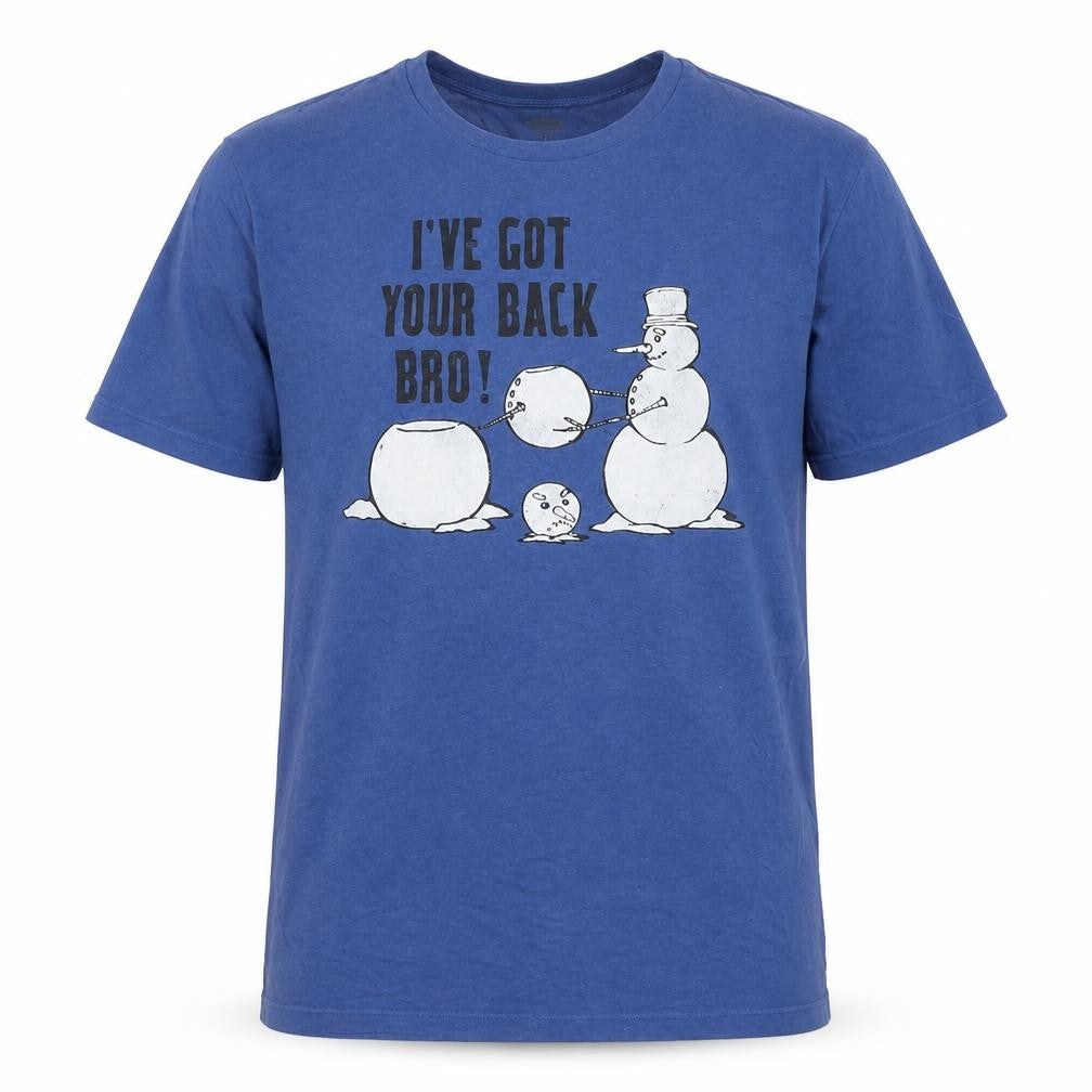 Front view of Old Navy Men’s Blue Funny Graphic Print T-Shirt, size M
