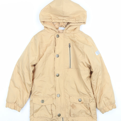 Mick Mack Boys Beige Hooded Parka Coat - Size 6 Years - Lined Winter Jacket