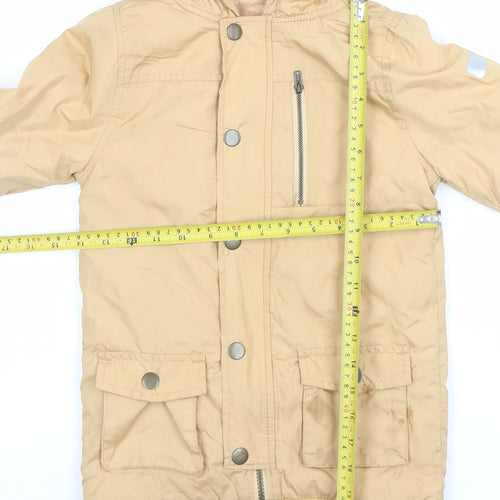 Mick Mack Boys Beige Hooded Parka Coat - Size 6 Years - Lined Winter Jacket