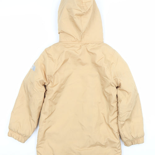 Mick Mack Boys Beige Hooded Parka Coat - Size 6 Years - Lined Winter Jacket