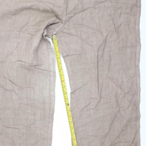 Chesca Women's Beige Linen Wide-Leg Trousers Size 20