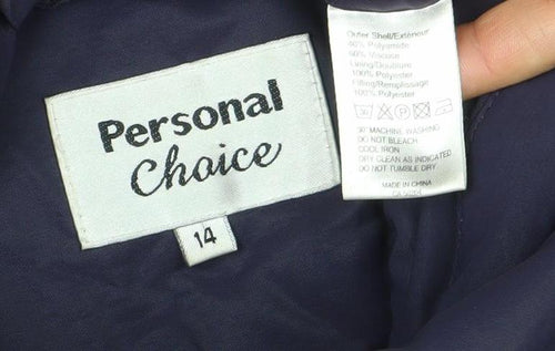 Personal Choice Women Blue Hooded Parka Jacket Size 14