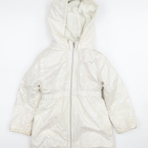 Penelope Mack Girls Ivory Hooded Puffer Coat 5 Years Winter Quilted Jacket
