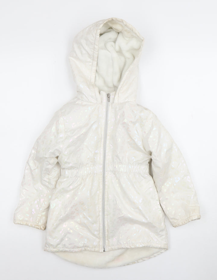 Penelope Mack Girls Ivory Hooded Puffer Coat 5 Years Winter Quilted Jacket