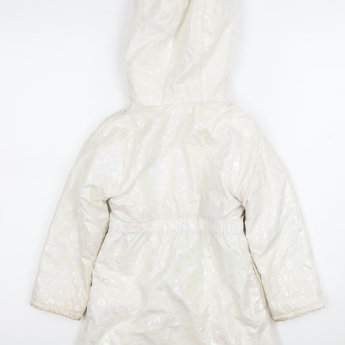 Penelope Mack Girls Ivory Hooded Puffer Coat 5 Years Winter Quilted Jacket