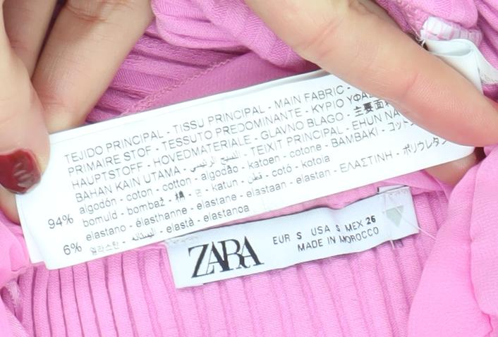 ZARA Women Pink Ruffle Wrap Short Sleeve Blouse Size S