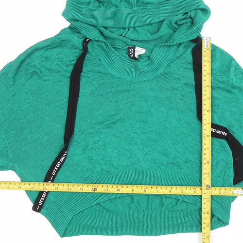 H&M Divided Womens Green M Pullover Hoodie Lightweight Knit