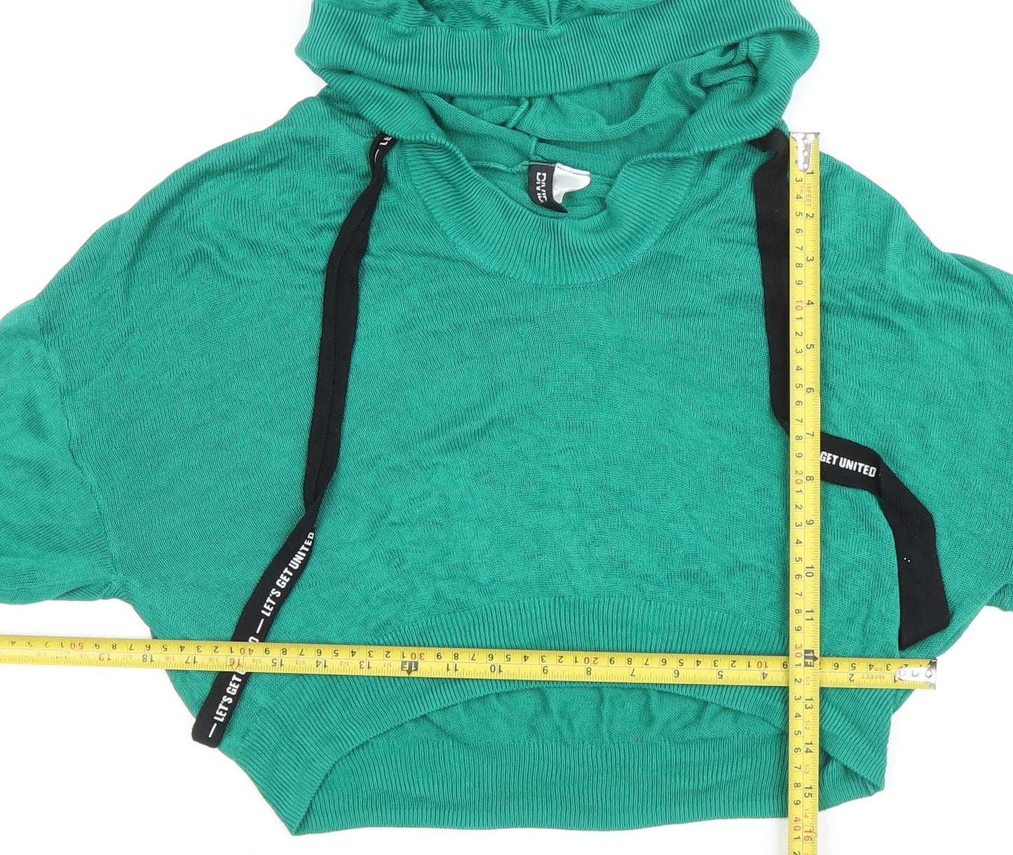 H&M Divided Womens Green M Pullover Hoodie Lightweight Knit