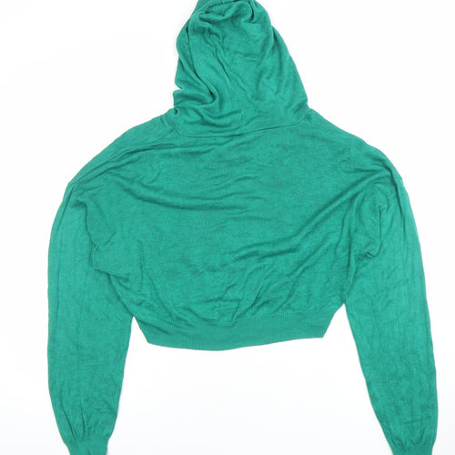 H&M Divided Womens Green M Pullover Hoodie Lightweight Knit