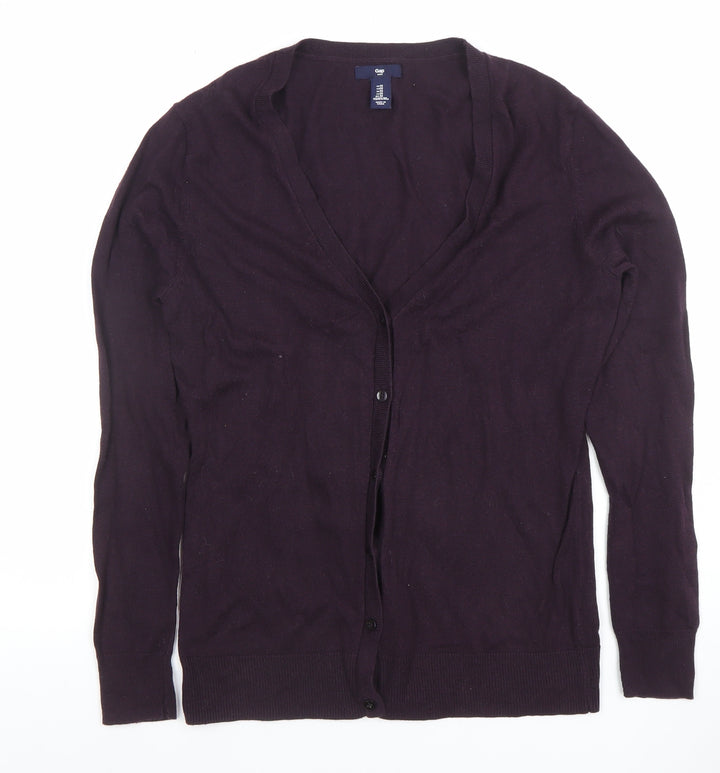 GAP Women Purple Cotton Blend Long Sleeve Cardigan UK M