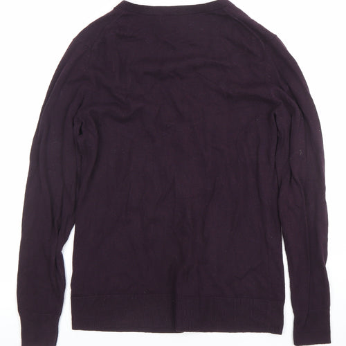 GAP Women Purple Cotton Blend Long Sleeve Cardigan UK M