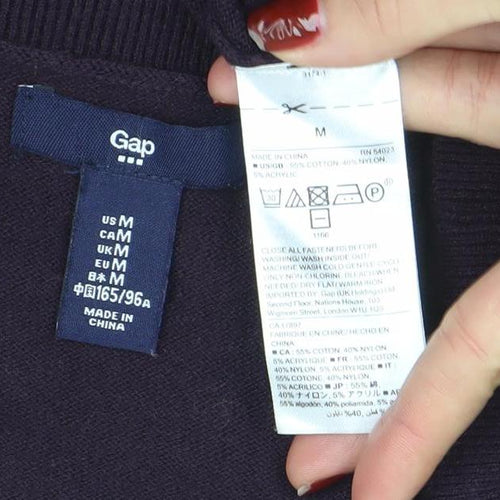 GAP Women Purple Cotton Blend Long Sleeve Cardigan UK M