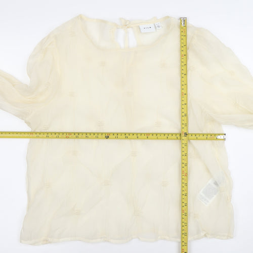 Vila Women Ivory Long Sleeve Textured Tunic Blouse Size 14