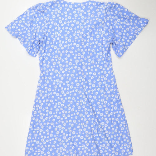 F&F Womens Blue Floral Fit & Flare Knee Length Dress M