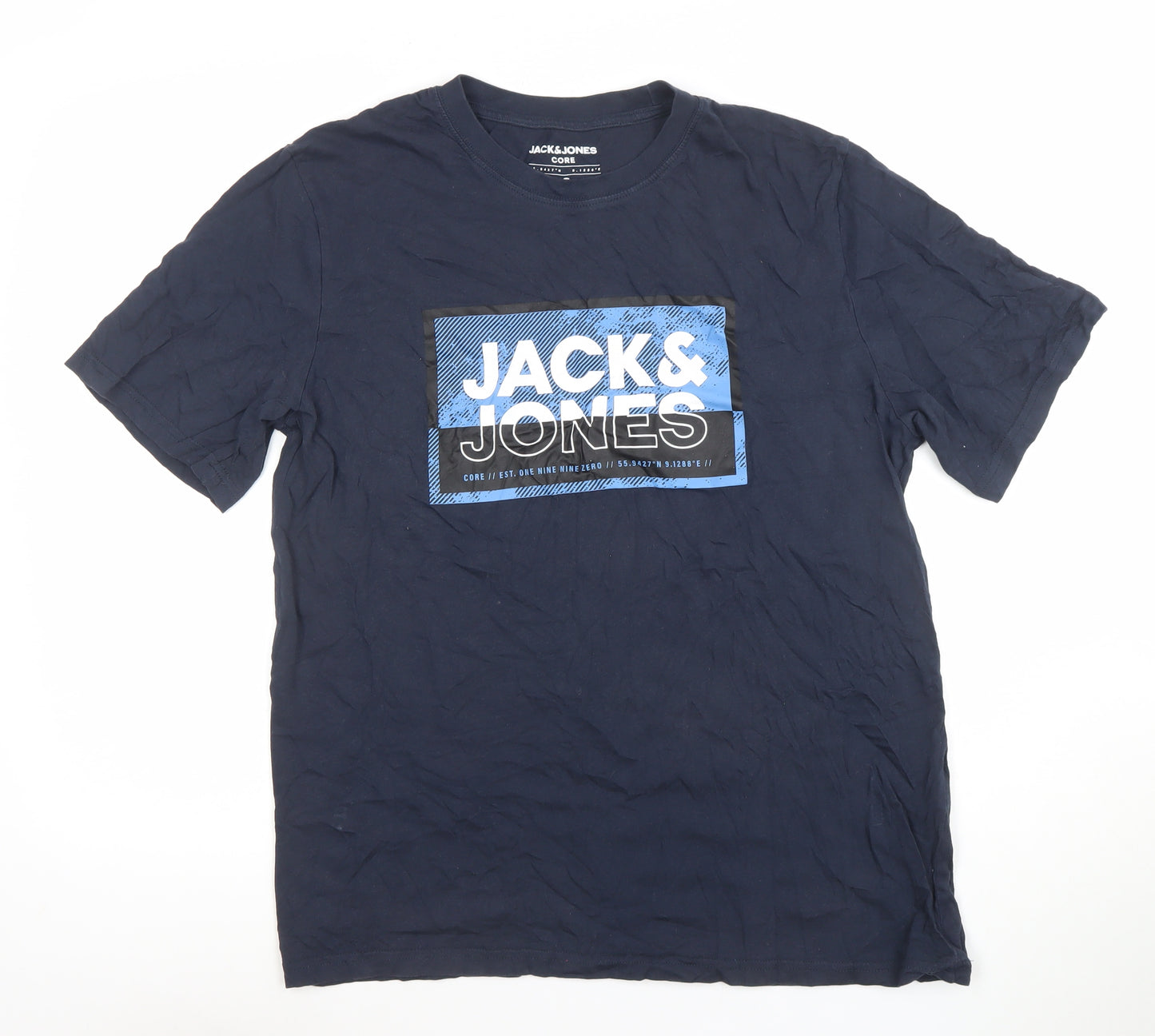 Jack & Jones Core Men's Blue Graphic Cotton T-Shirt Size L Regular Fit
