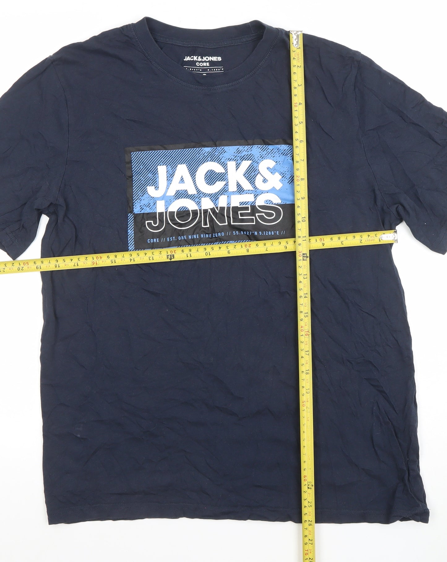 Jack & Jones Core Men's Blue Graphic Cotton T-Shirt Size L Regular Fit