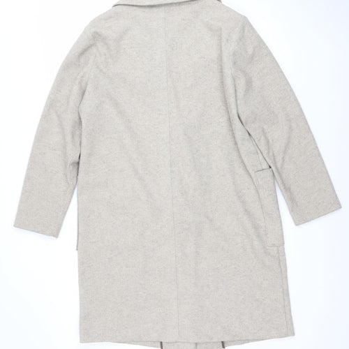 Next Women Beige Mid-Length Coat Size 14 Classic Overcoat