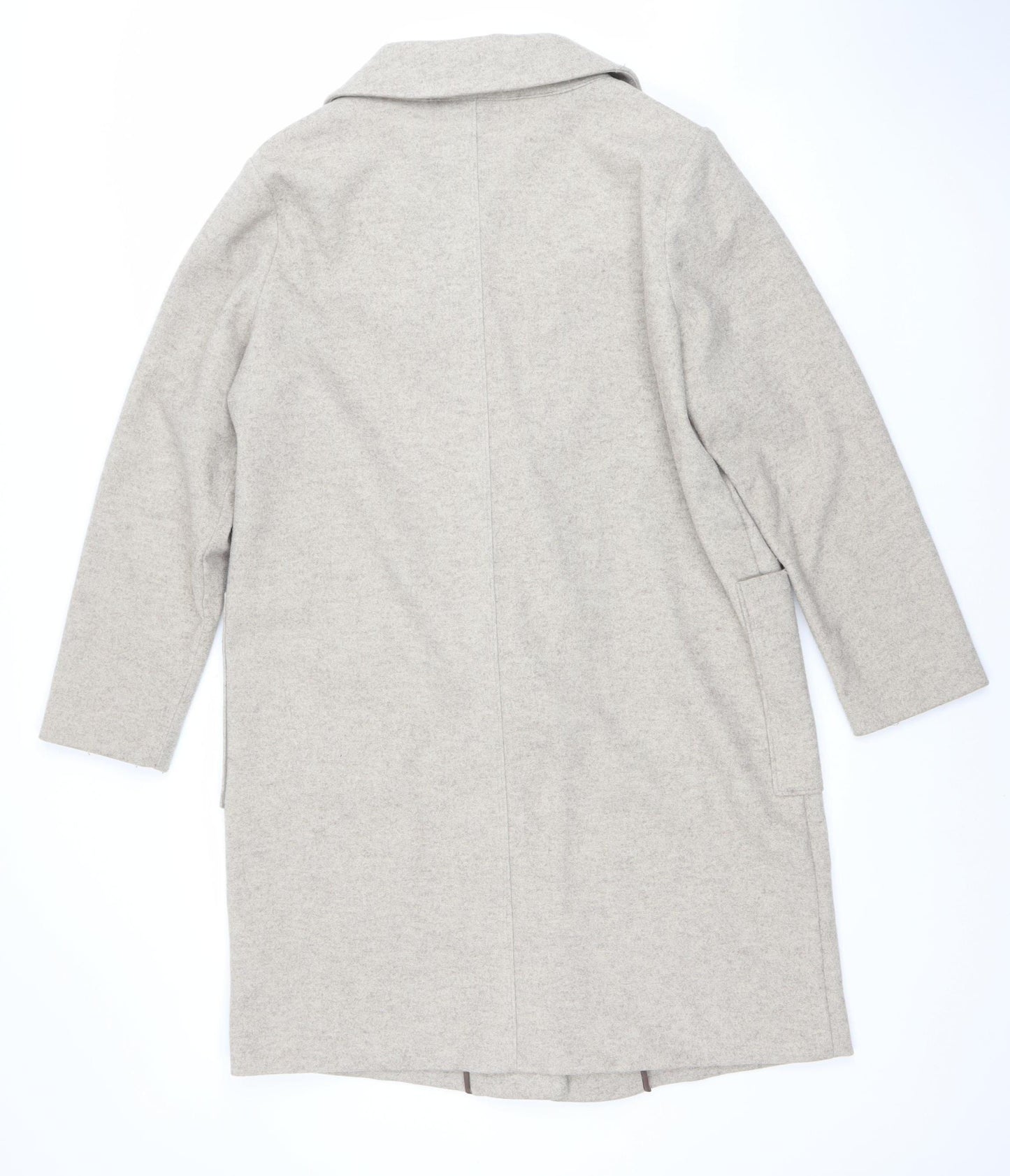 Next Women Beige Mid-Length Coat Size 14 Classic Overcoat