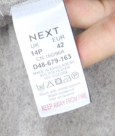 Next Women Beige Mid-Length Coat Size 14 Classic Overcoat