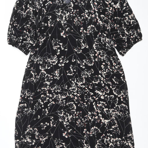 Carolyn Donnelly Women’s Black Floral Midi Shift Dress Size 14