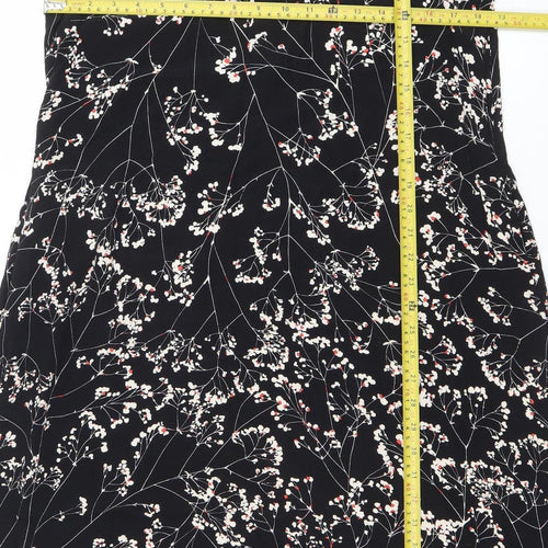 Carolyn Donnelly Women’s Black Floral Midi Shift Dress Size 14