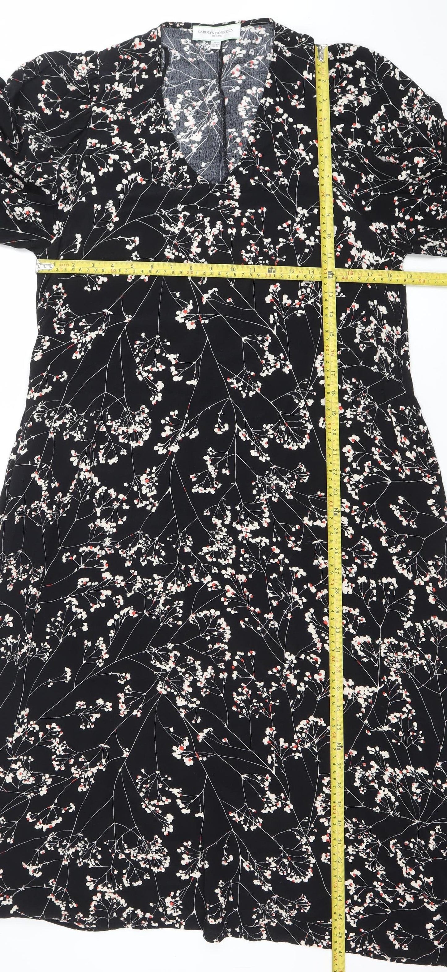 Carolyn Donnelly Women’s Black Floral Midi Shift Dress Size 14