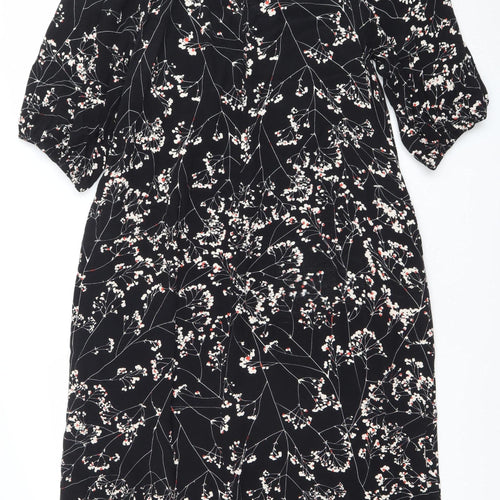 Carolyn Donnelly Women’s Black Floral Midi Shift Dress Size 14