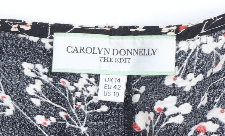 Carolyn Donnelly Women’s Black Floral Midi Shift Dress Size 14