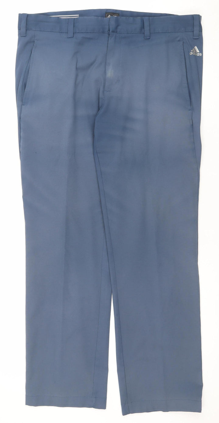 Adidas Men's Blue Chino Trousers 34x30 Regular Fit Lightweight