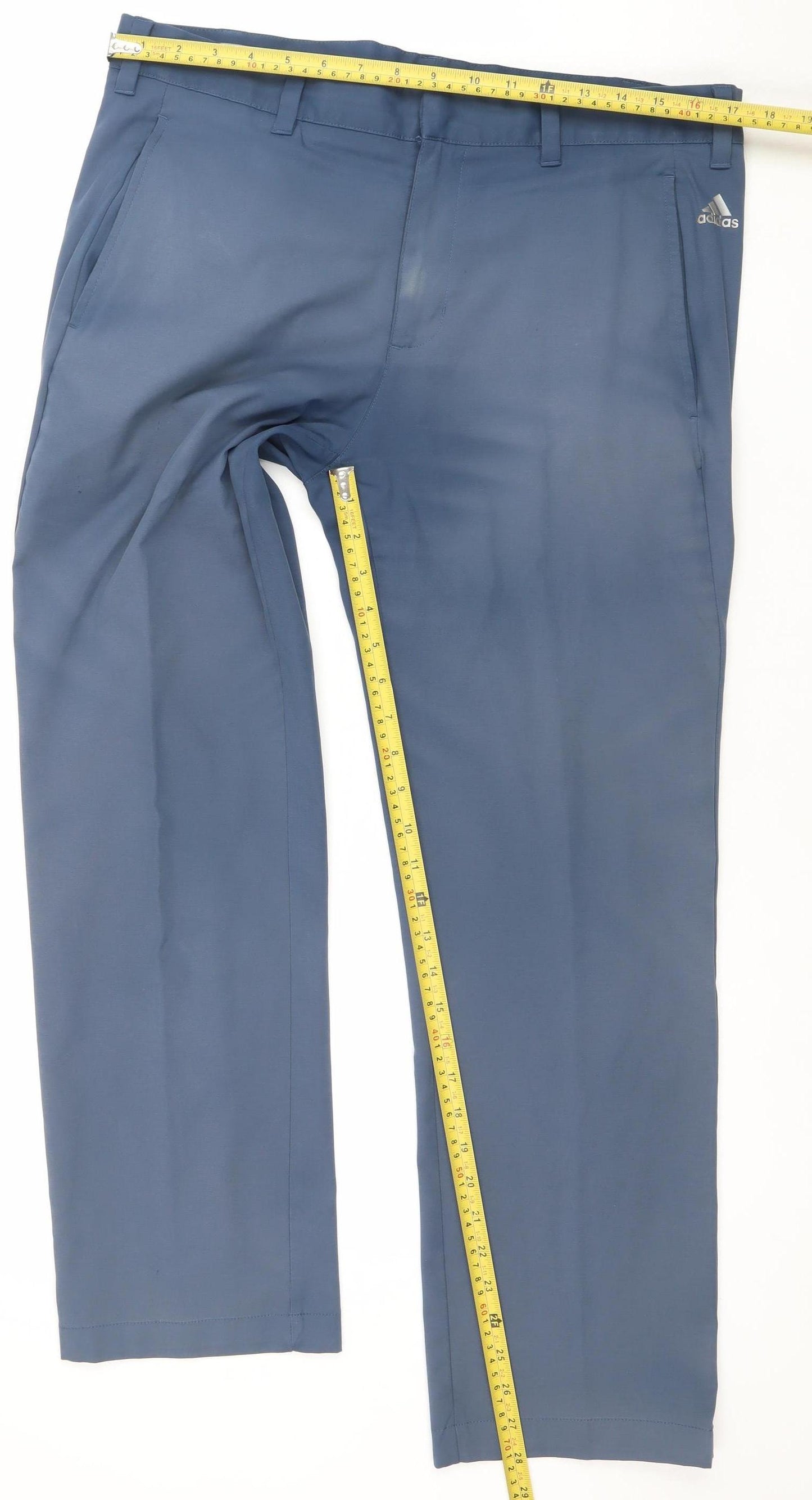 Adidas Men's Blue Chino Trousers 34x30 Regular Fit Lightweight