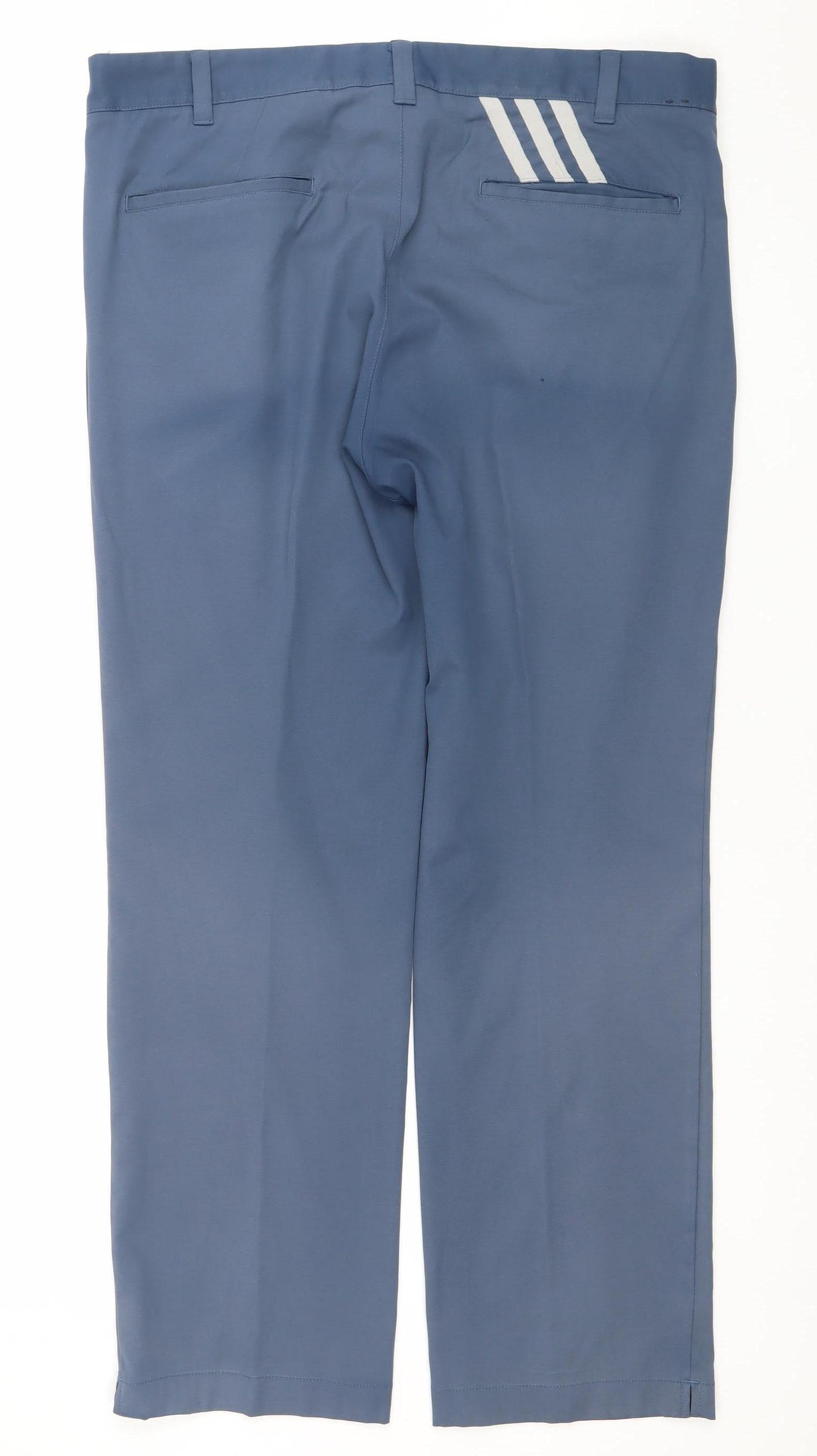 Adidas Men's Blue Chino Trousers 34x30 Regular Fit Lightweight