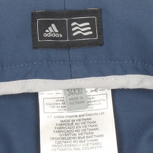 Adidas Men's Blue Chino Trousers 34x30 Regular Fit Lightweight