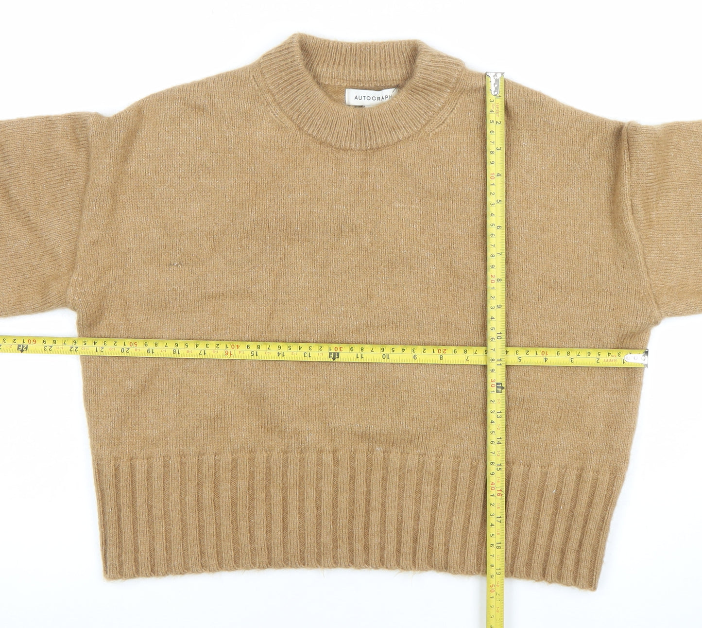 Marks and Spencer Women’s Beige Cashmere Crew Neck Jumper Size 12