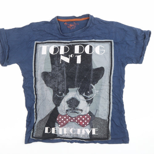 Manor Born Boys Blue Cotton Graphic Top Dog Detective T-Shirt 10-11 Years
