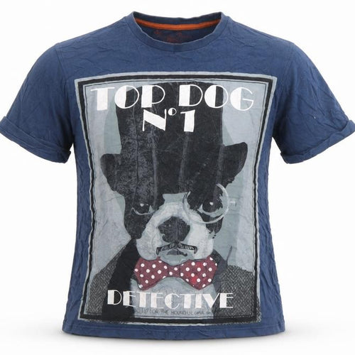 Manor Born Boys Blue Cotton Graphic Top Dog Detective T-Shirt 10-11 Years