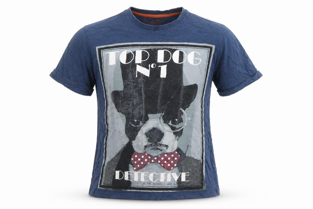 Manor Born Boys Blue Cotton Graphic Top Dog Detective T-Shirt 10-11 Years