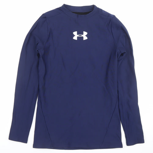 Under Armour Boys Blue Long Sleeve ColdGear Athletic Pullover Top Size L
