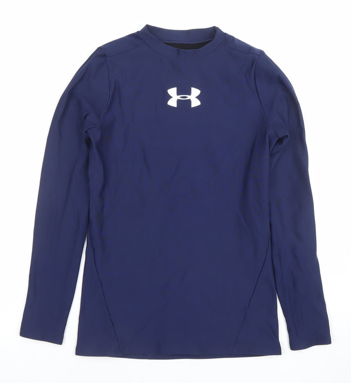Under Armour Boys Blue Long Sleeve ColdGear Athletic Pullover Top Size L