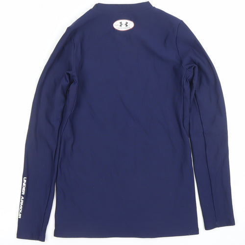 Under Armour Boys Blue Long Sleeve ColdGear Athletic Pullover Top Size L