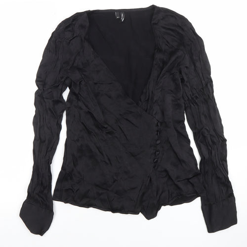 Vero Moda Women's Black Wrap Blouse XS Long Sleeve Viscose