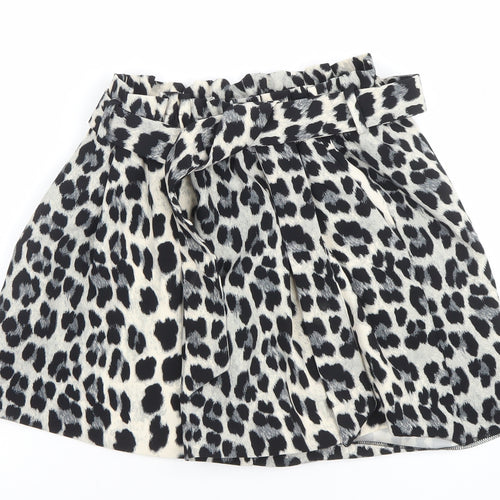 Zara Women's Black Animal Print Paperbag Shorts Size S