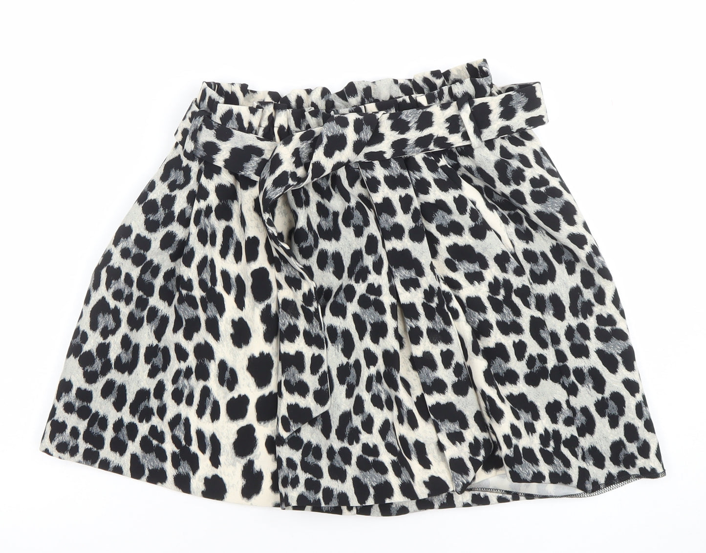 Zara Women's Black Animal Print Paperbag Shorts Size S