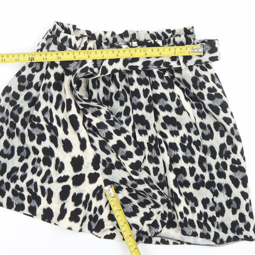 Zara Women's Black Animal Print Paperbag Shorts Size S