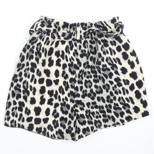 Zara Women's Black Animal Print Paperbag Shorts Size S