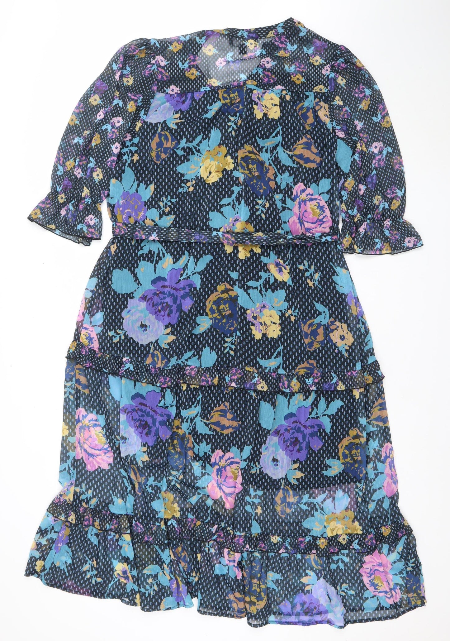 Next Women’s Multicoloured Floral Fit & Flare Knee Length Dress Size 14